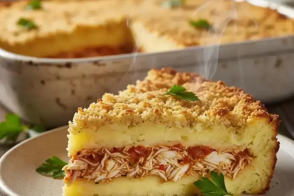 Shredded Crab Pie with Mashed Potatoes - Shredded Crab Pie with Creamy Gratinated Mashed Potatoes