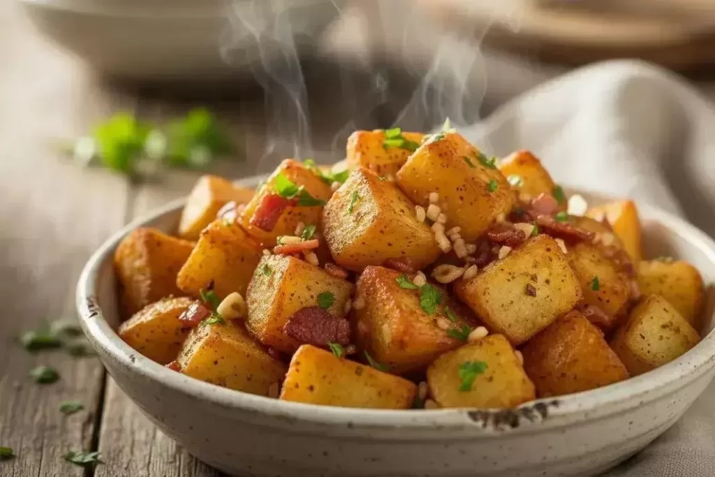 Risolet Potatoes with Garlic and Bacon - Crispy and Easy Risolet Potatoes with Garlic and Bacon