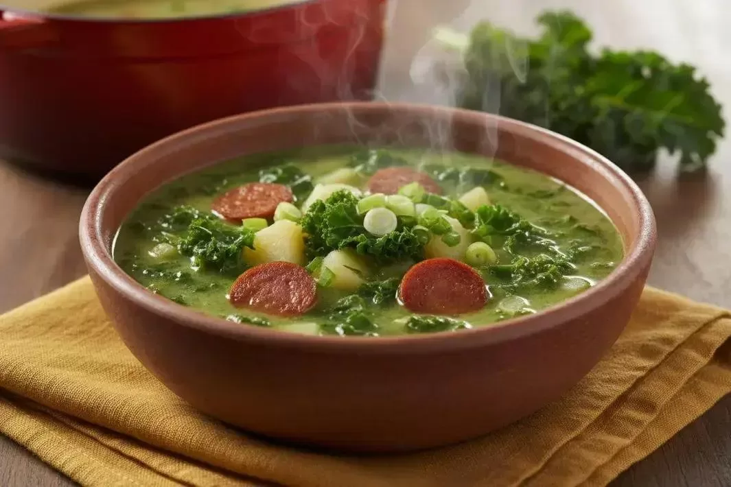 Foto de Caldo Verde pronto para servir - receita completa com ingredientes e modo de preparo