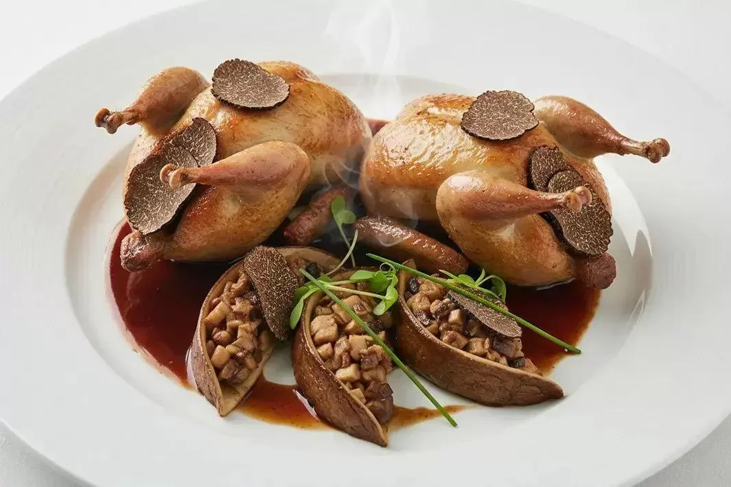Black Truffle Quail - Elegant Black Truffle Quail with Mushroom Ravioli